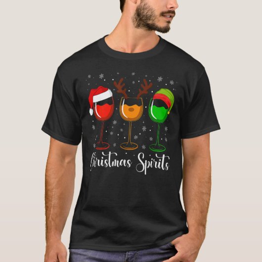Gläser von Wein Weihnachtsbrillen Weihnachtsbrille T-Shirt (Vorderseite)