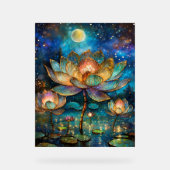 Gläserne Lotus-Blüten im Mondschein Acrylschild (Vorderseite)