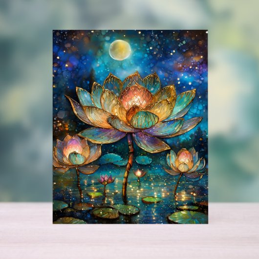 Gläserne Lotus-Blüten im Mondschein Acrylschild (Neutral)