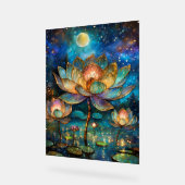 Gläserne Lotus-Blüten im Mondschein Acrylschild (Winkel)