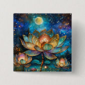 Gläserne Lotus-Blüten im Mondschein Button (Vorderseite)