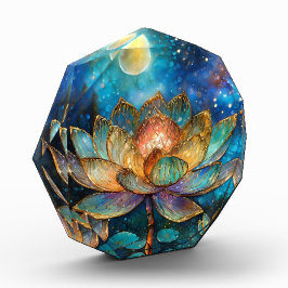 Gläserne Lotus-Blüten im Mondschein Fotoblock