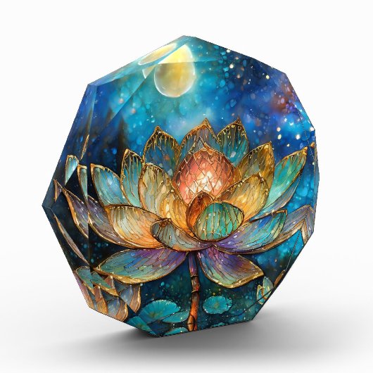 Gläserne Lotus-Blüten im Mondschein Fotoblock (Links)