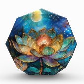 Gläserne Lotus-Blüten im Mondschein Fotoblock (Vorderseite)