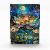 Gläserne Lotus-Blüten im Mondschein Fotoblock (Vorderseite)