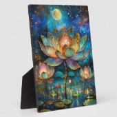 Gläserne Lotus-Blüten im Mondschein Fotoplatte (Seite)