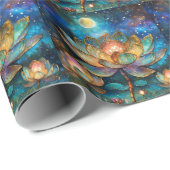 Gläserne Lotus-Blüten im Mondschein Geschenkpapier (Rolleneckpunkt)