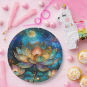 Gläserne Lotus-Blüten im Mondschein Pappteller (Party)