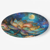 Gläserne Lotus-Blüten im Mondschein Pappteller (Schrägansicht)