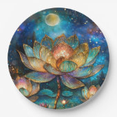 Gläserne Lotus-Blüten im Mondschein Pappteller (Vorderseite)
