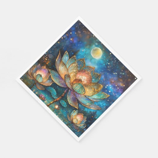 Gläserne Lotus-Blüten im Mondschein Serviette (Ecke)