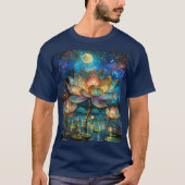 Gläserne Lotus-Blüten im Mondschein T-Shirt (Vorderseite)