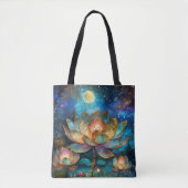 Gläserne Lotus-Blüten im Mondschein Tasche (Vorderseite)