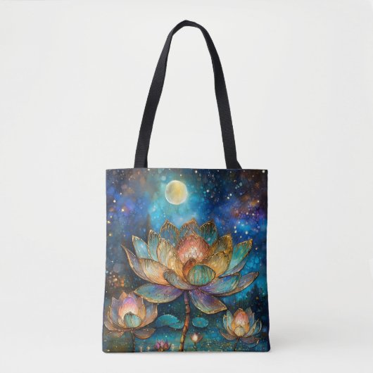 Gläserne Lotus-Blüten im Mondschein Tasche (Vorderseite)
