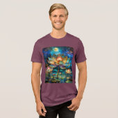 Gläserne Lotus-Blüten im Mondschein Tri-Blend Shirt (Vorderseite voll)