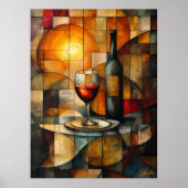 Gläserner Wein Noch immer Leben mit goldenem Glanz Poster (Vorne)