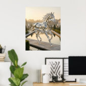 Gläsernes Pferd Garten Morgendämmerung Poster (Heimbüro)