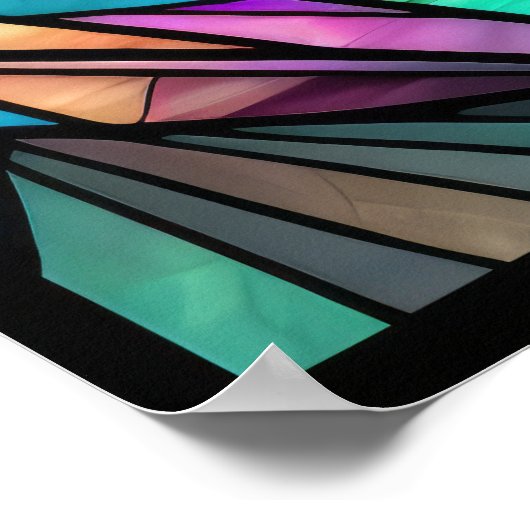 Glasfaserkabel mit Aquarellfarbe, mit Kopfhörern Poster (Ecke)