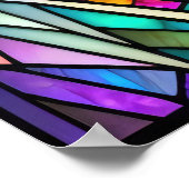 Glasfaserkabel mit Aquarellfarbe, mit Kopfhörern Poster (Ecke)