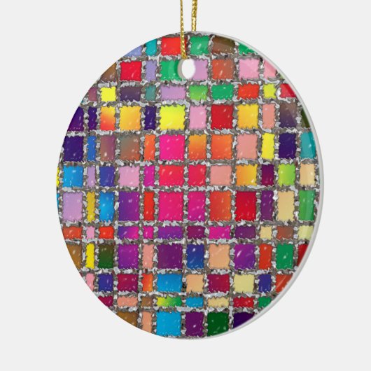 Glasfenster mit mehrfarbigem Muster Keramik Ornament (Links)