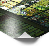 Glasfenster Sonnenaufgang und Garten Fotodruck (Ecke)