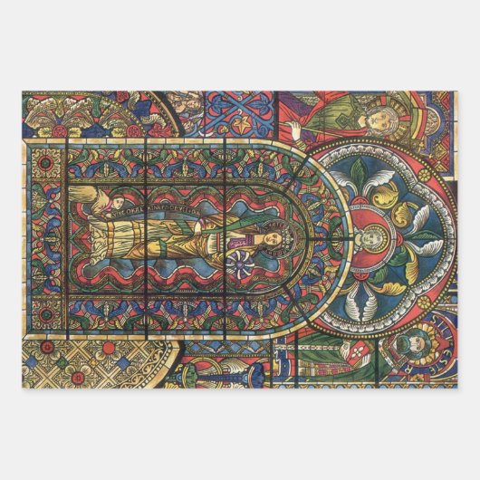 Glasfenster, Vintage Architektur Geschenkpapier Set (Vorderseite)