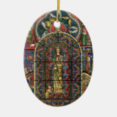 Glasfenster, Vintage Architektur Keramikornament (Vorne)