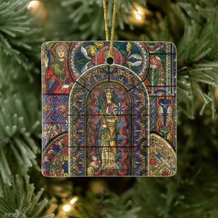 Glasfenster, Vintage Architektur Keramikornament