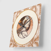 Glasfenster von Alphonse Mucha Quadratische Wanduhr (Winkel)