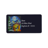 Glasfenster Weihnachten Kunst Adressaufkleber (Vorne)