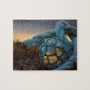 Glasfischerboje, Sonnenuntergang, Alaska Puzzle