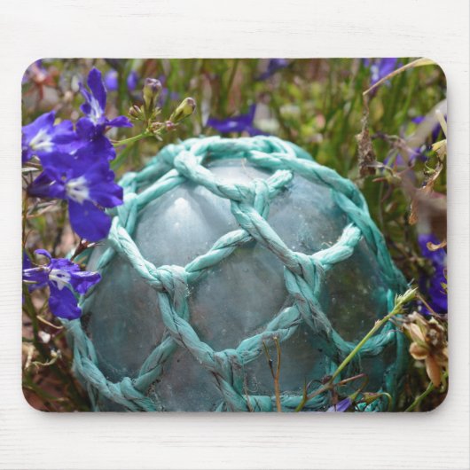 Glasfischerboje und Blumen Mousepad (Vorne)