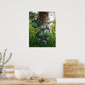 Glasfischerei schwimmt im Seilnetz Poster (Küche)