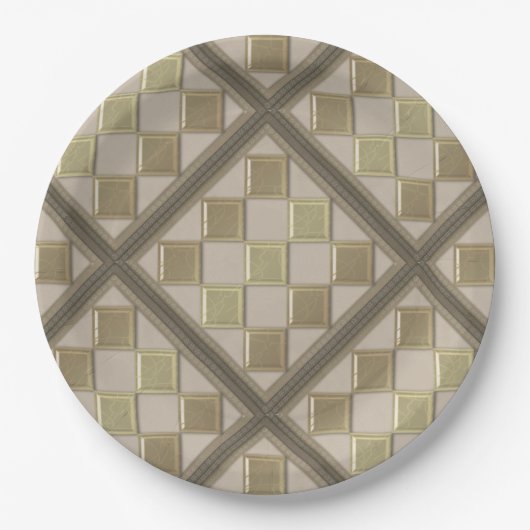 Glasfliese 3D beige Farbe Pappteller (Vorderseite)
