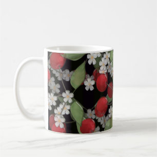 Glasfliese 3D Flüssigkeit Kirsche und Blumen blühe Kaffeetasse