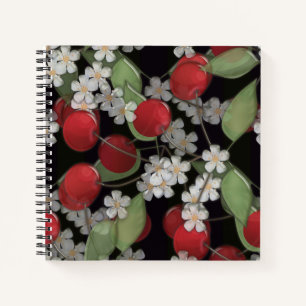 Glasfliesen 3D Flüssigkirsche und Blume blühen Notizblock