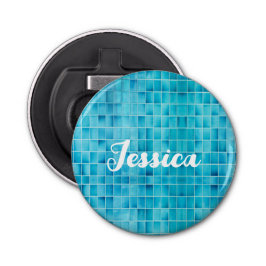 Glasfliesen aus blauem Glas Flaschenöffner