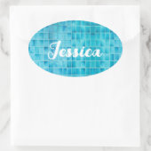 Glasfliesen aus blauem Glas Ovaler Aufkleber (Tasche)