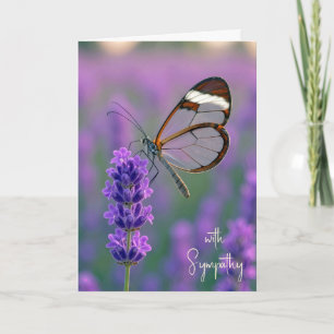Glasflügel-Schmetterling auf Lavendel trauern Karte