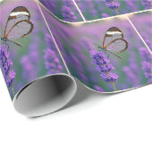 Glasflügelschmetterling auf einer Lavendelblüte Geschenkpapier (Rolleneckpunkt)
