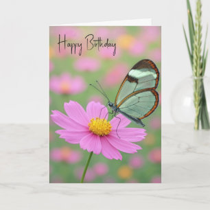 Glasflügelschmetterling zum Geburtstag auf einer C Karte