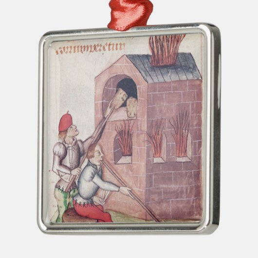 Glasgebläse, von 'Tractatus de Herbis' Silbernes Ornament (Links)