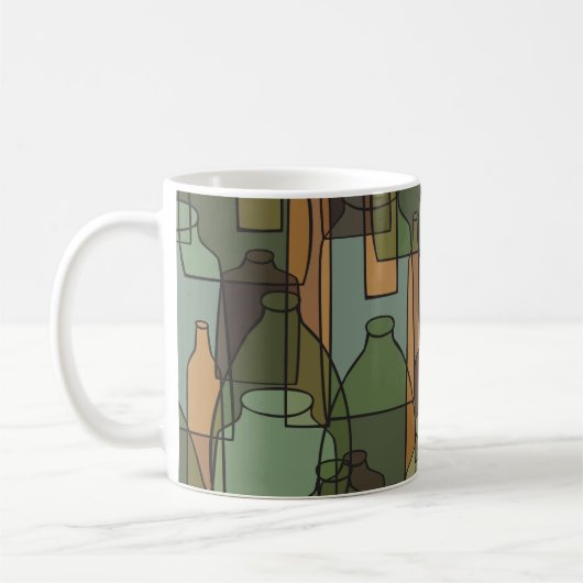Glasgeschirr Galore: Vintages Flaschenmuster Kaffeetasse (Links)