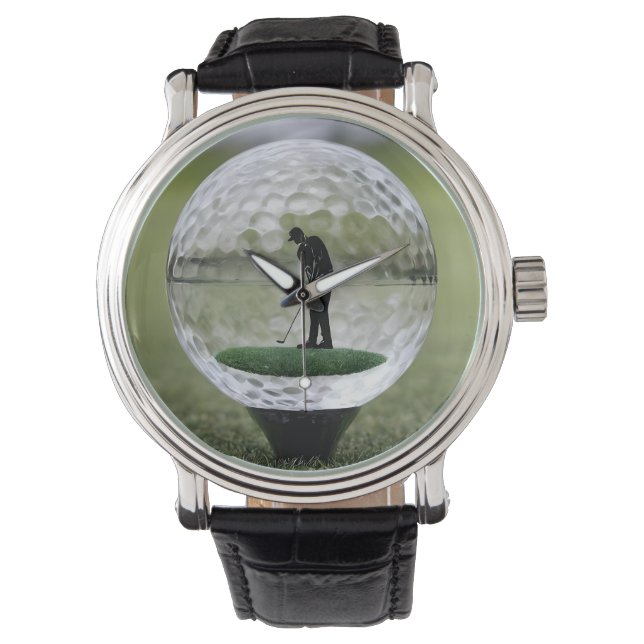 Glasgolfball mit Golf Player innen, Armbanduhr (Vorderseite)