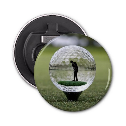 Glasgolfball mit Golf Player innen, Flaschenöffner (Vorderseite)