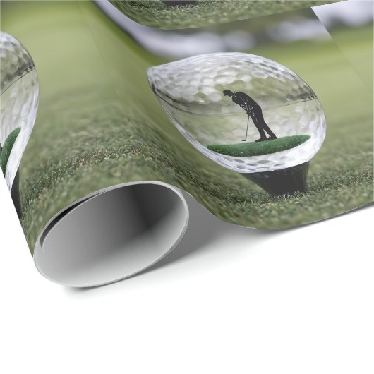 Glasgolfball mit Golf Player innen, Geschenkpapier (Rolleneckpunkt)