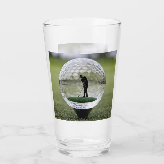 Glasgolfball mit Golf Player innen, Glas (Rückseite)