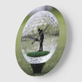 Glasgolfball mit Golf Player innen, Große Wanduhr (Winkel)