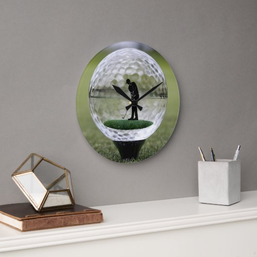 Glasgolfball mit Golf Player innen, Große Wanduhr (Büro)