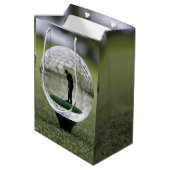 Glasgolfball mit Golf Player innen, Mittlere Geschenktüte (Rückseite Schrägansicht)